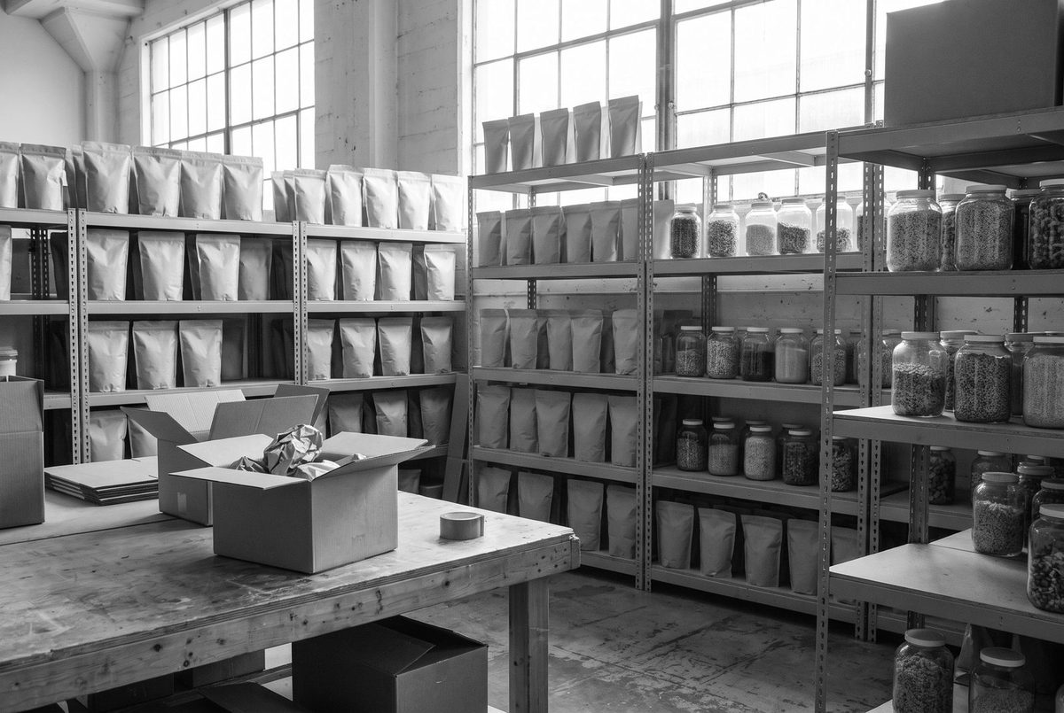 Natural foods warehouse, duotone still